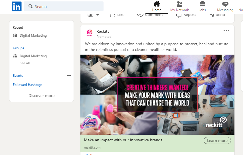 LinkedIn ads target professionals