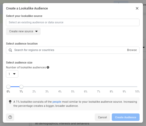Setting up lookalike audiences on Facebook ads