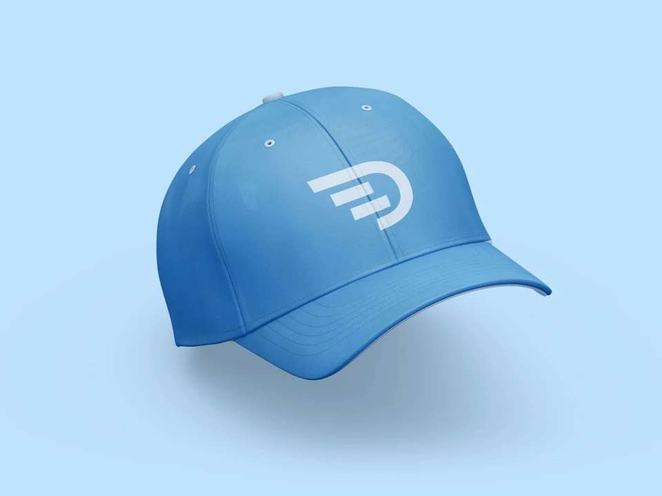 Blue face cap logo design mockup