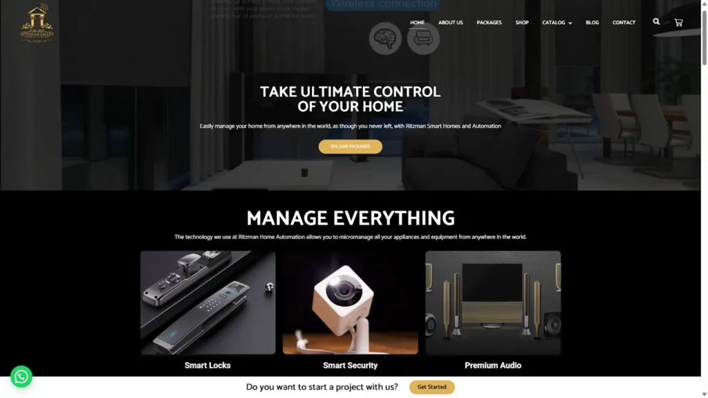 Ritzman Smarthomes website was designed by one of the best web designers in Nigeria, Wale Marketer